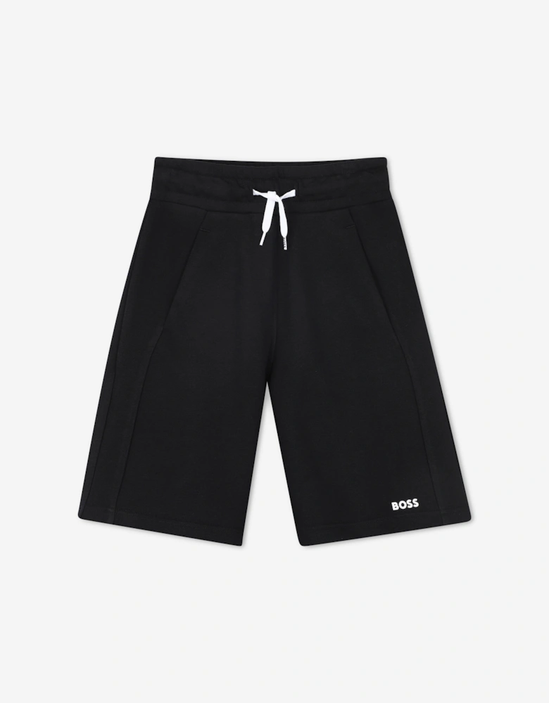 BOSS Boys Logo Print Shorts in Black