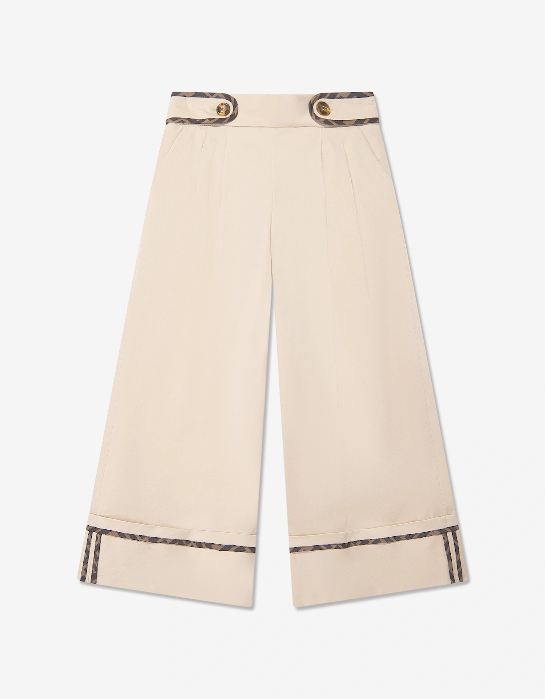 Fendi Girl's Girls Stretch Gabardine Trousers in Beige - Cream - Size: 6 years