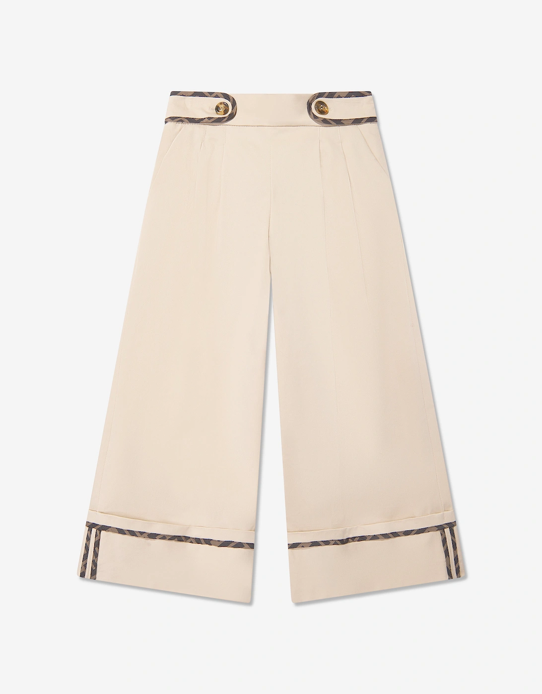 Girls Stretch Gabardine Trousers in Beige, 6 of 5