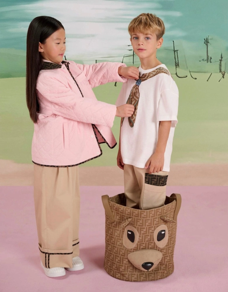 Boys Stretch Gabardine Trousers in Beige