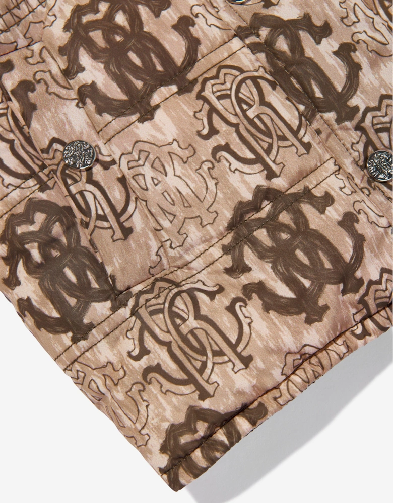 Boys Monogram Gilet in Brown
