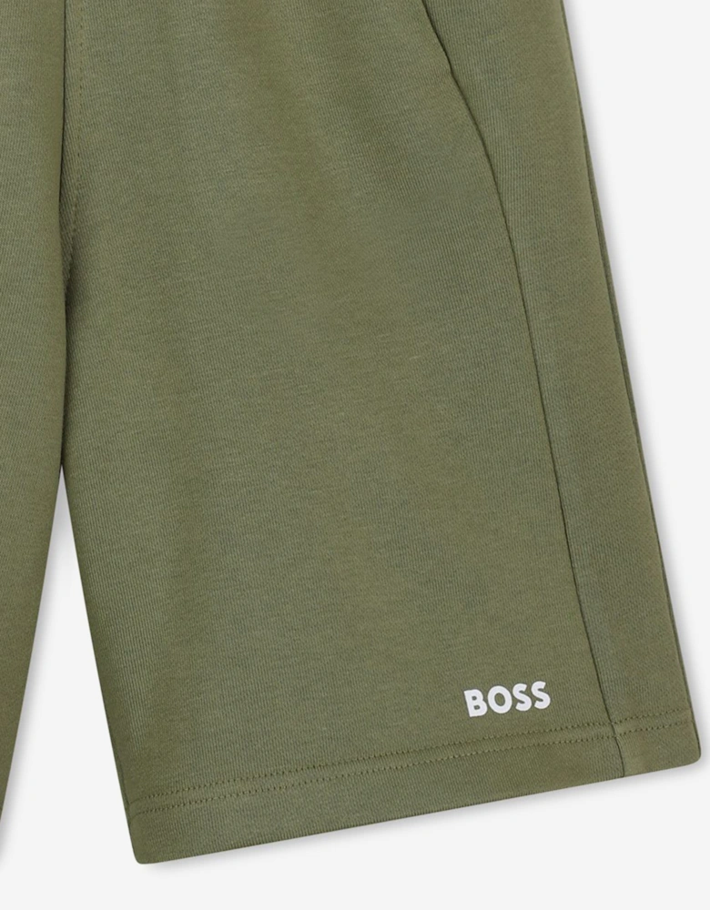 BOSS Boys Logo Print Shorts in Green
