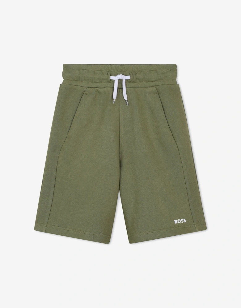 BOSS Boys Logo Print Shorts in Green