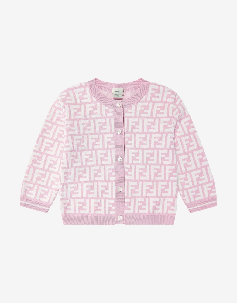 Baby Girls FF Logo Knitted Cardigan in Pink