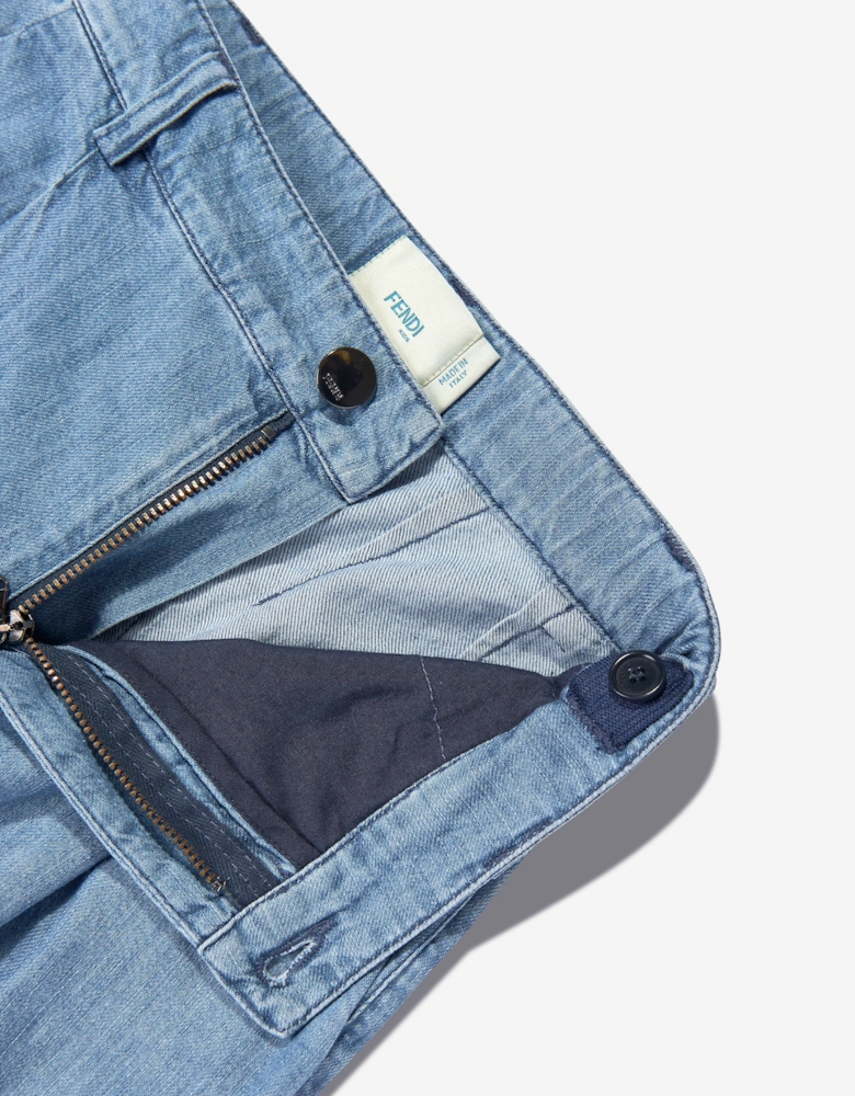 Girls Denim Wide Leg Jeans in Blue