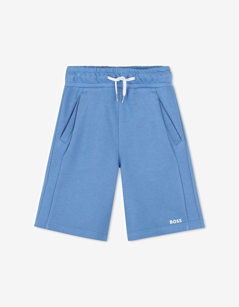 BOSS Boys Logo Print Shorts in Nav Blue