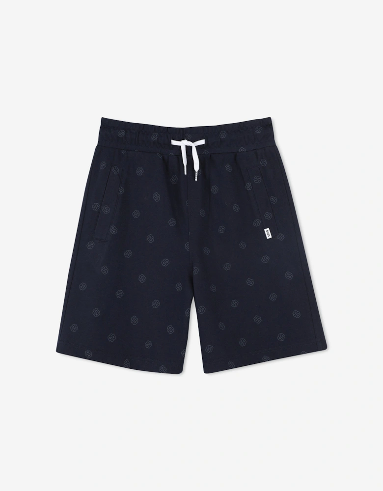 BOSS Boys Double B Logo Shorts in Navy