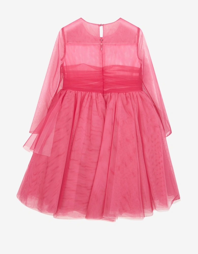 Girls Volant Tulle Gown in Pink