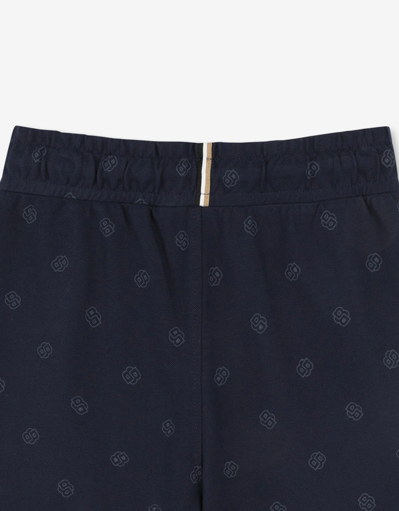 BOSS Boys Double B Logo Shorts in Navy