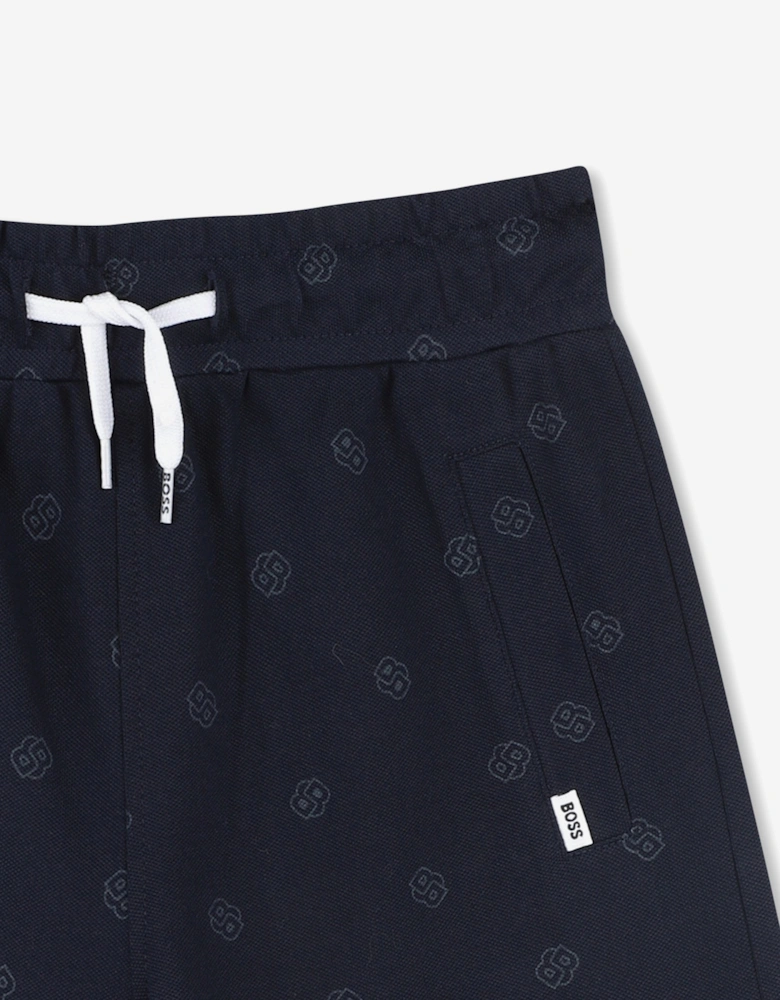 BOSS Boys Double B Logo Shorts in Navy