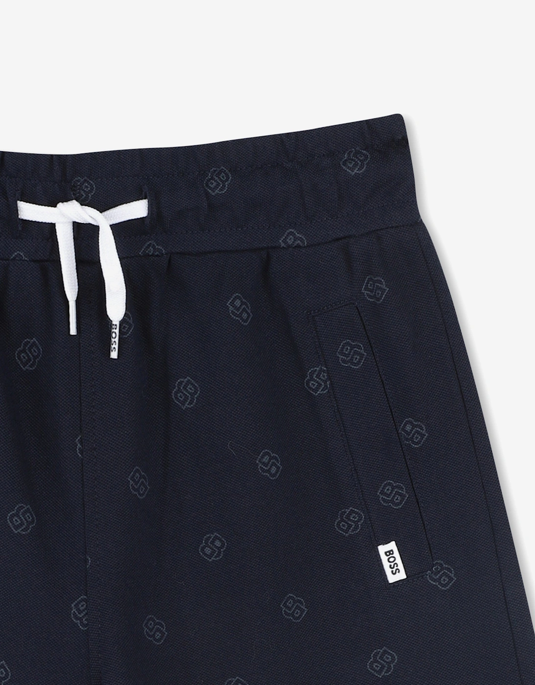 BOSS Boys Double B Logo Shorts in Navy