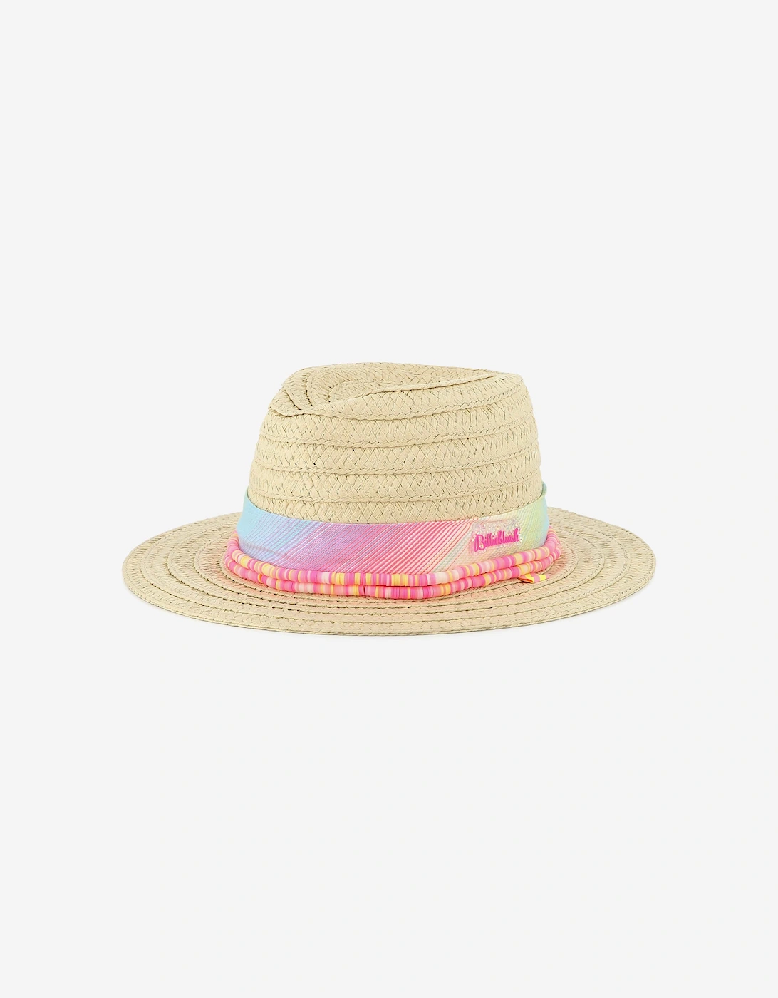 Billieblush Girls Straw and Tulle Hat in Beige, 5 of 4