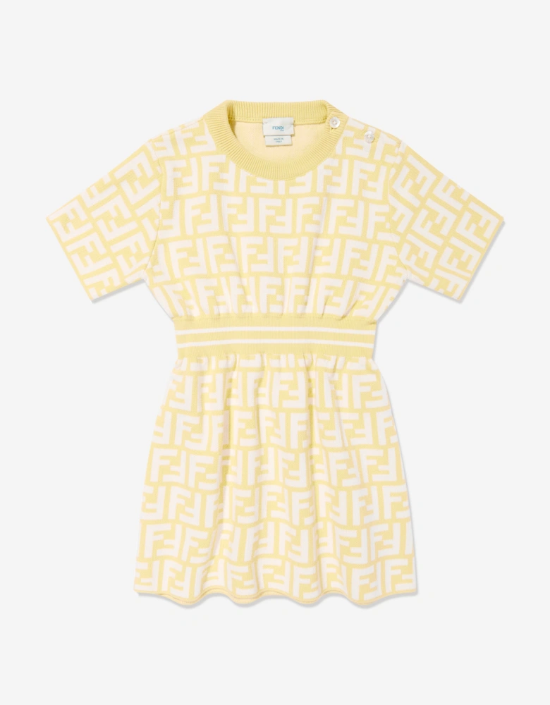 Baby Girls FF Logo Knit Dress in Yellow