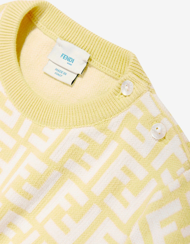 Baby Girls FF Logo Knit Dress in Yellow