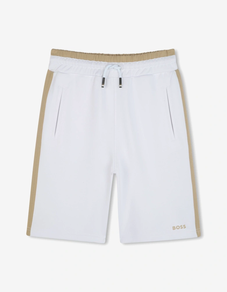 BOSS Boys Logo Bermuda Shorts in White