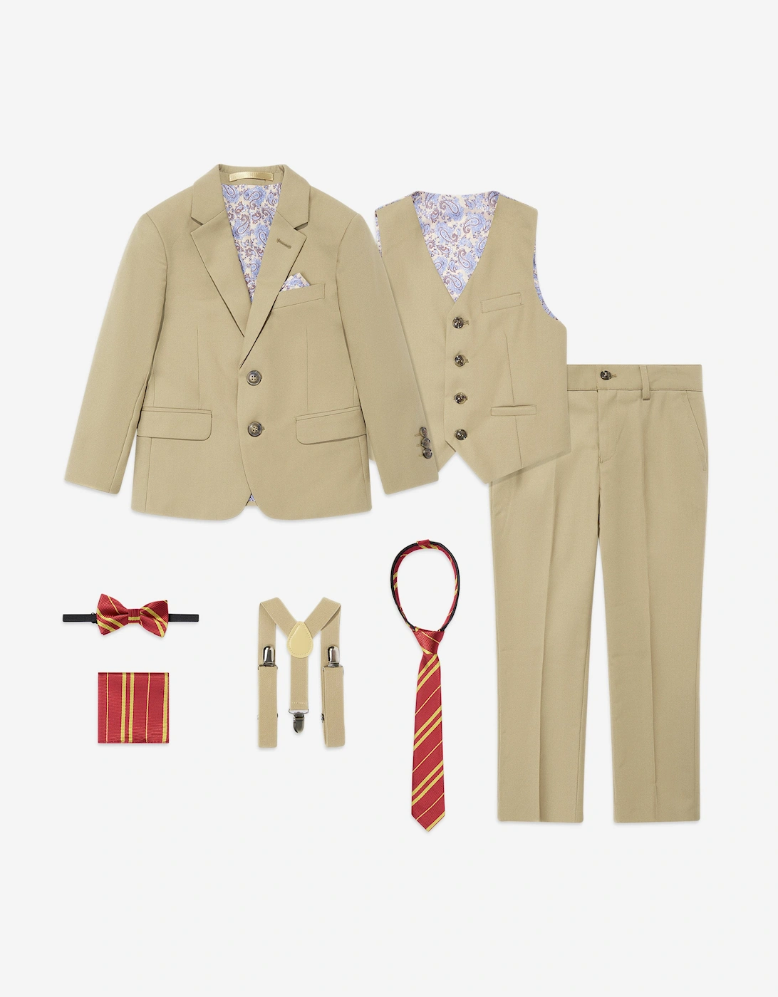 Boys 7 Piece Suit Set in Beige, 7 of 6