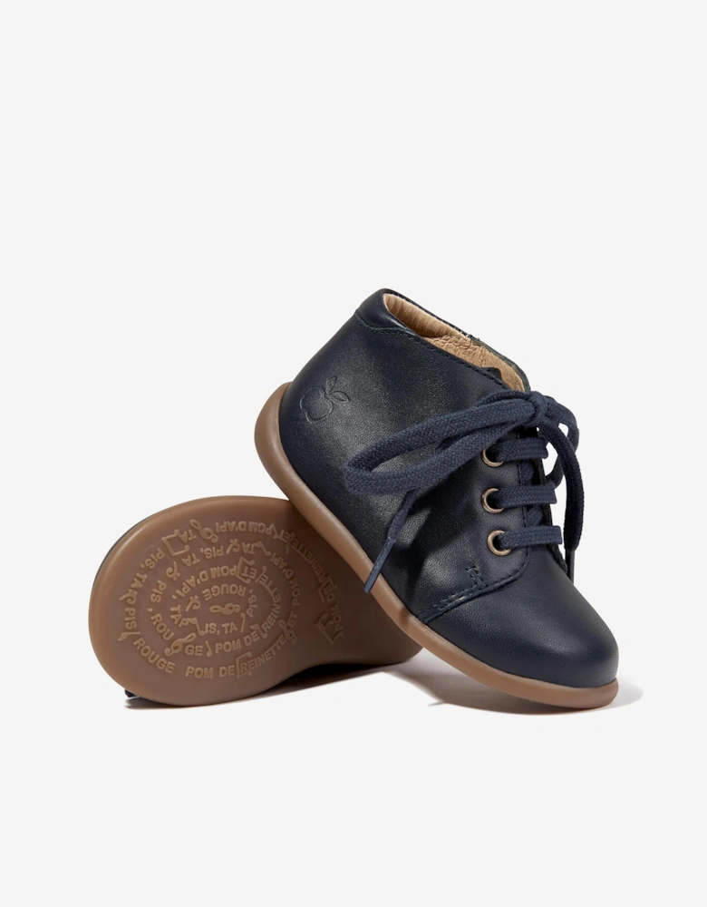 Pom D'Api Kids Leather Stand Up Boots in Navy