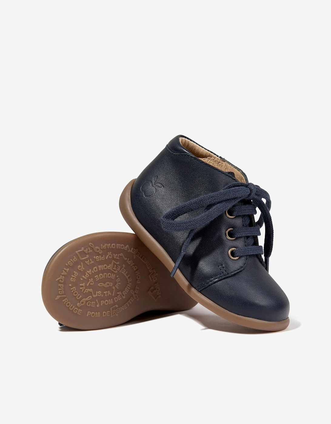 Pom D'Api Kids Leather Stand Up Boots in Navy