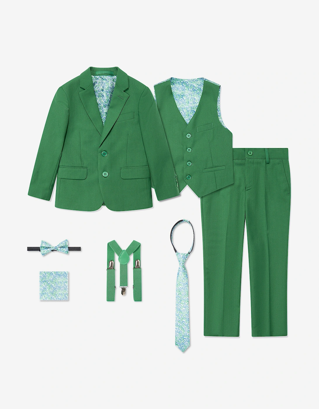 Boys 7 Piece Suit Set in Green, 6 of 5