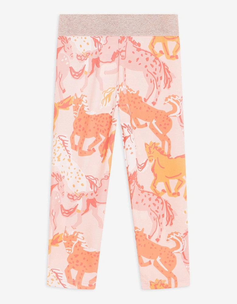 Girls Horse Leggings in Pink