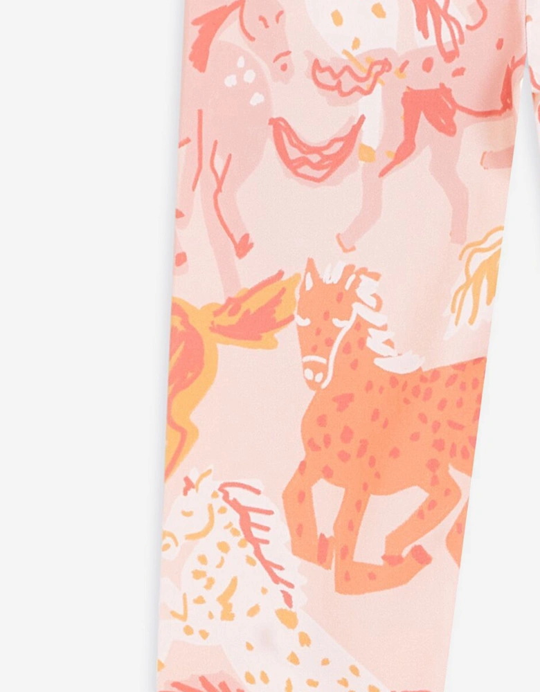 Girls Horse Leggings in Pink