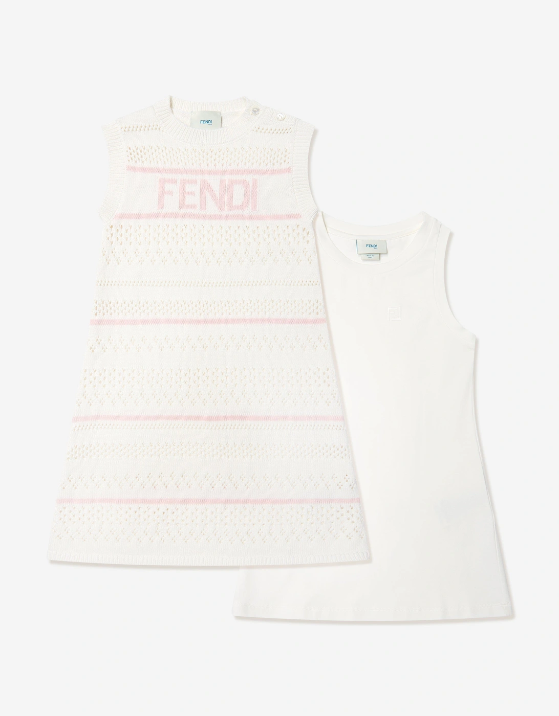Girls Striped Crochet Dress in White, 6 of 5
