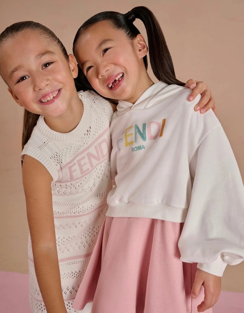 Girls Cropped Hoodie in White