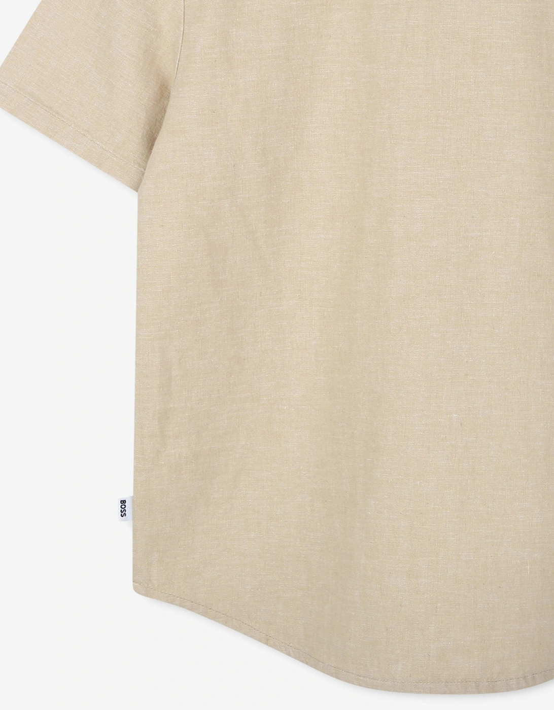 BOSS Boys Linen Shirt in Beige