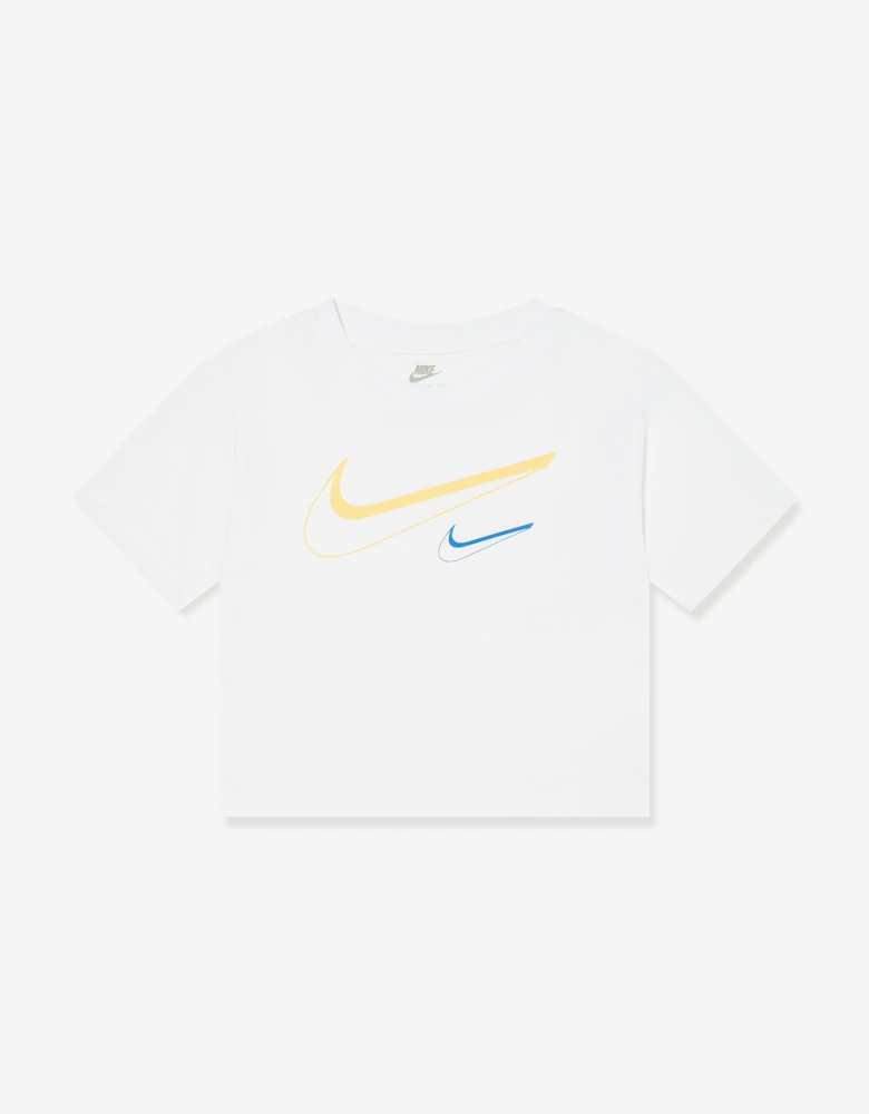 Girls Swoosh Logo Boxy T-Shirt in White