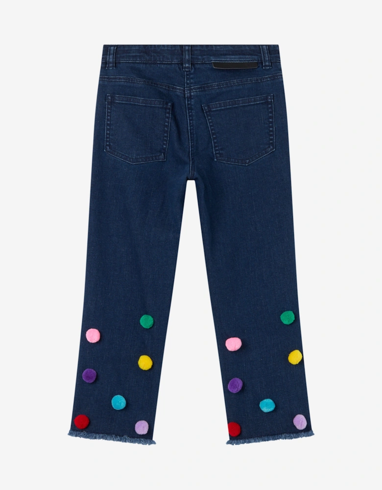 Girls Pom Pom Jeans in Blue