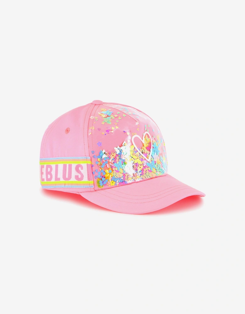 Billieblush Girls Confetti Heart Cap in Pink