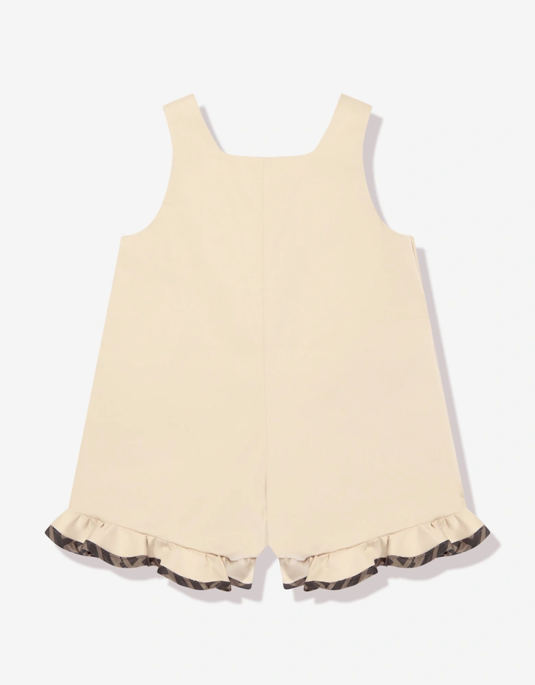 Baby Girls Frilly Playsuit in Beige