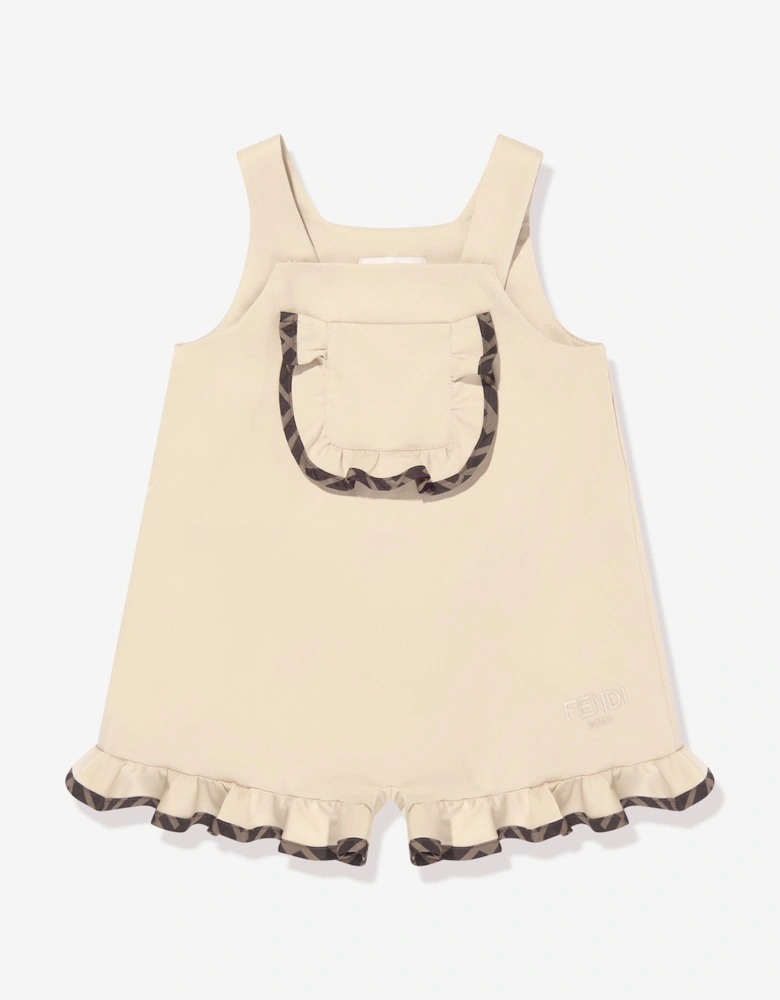 Baby Girls Frilly Playsuit in Beige
