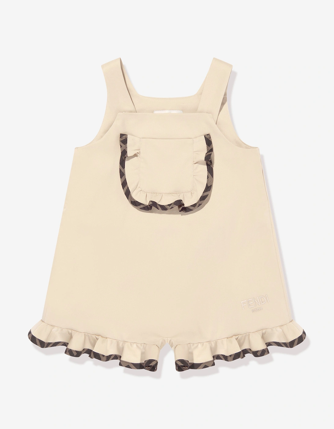 Baby Girls Frilly Playsuit in Beige, 5 of 4