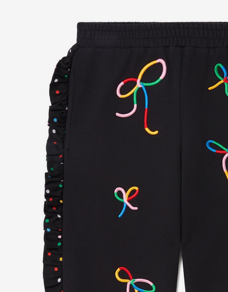 Girls Bow Joggers in Black