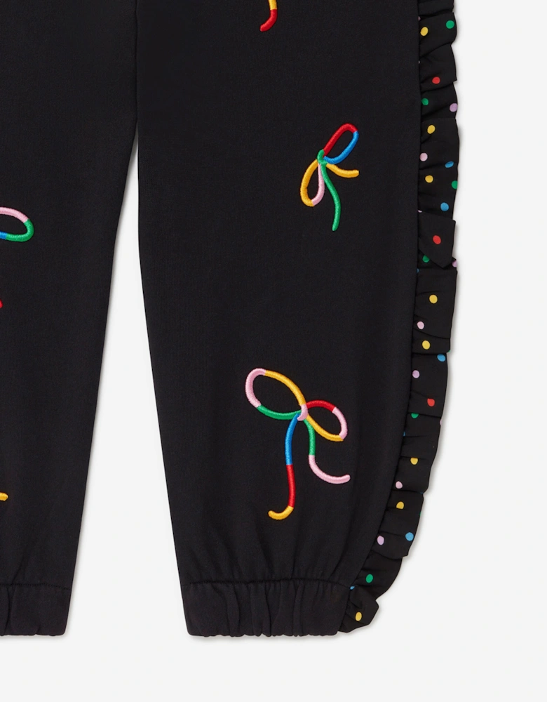 Girls Bow Joggers in Black