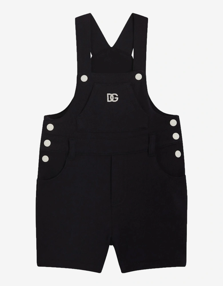Baby Embroidered Logo Dungarees in Black