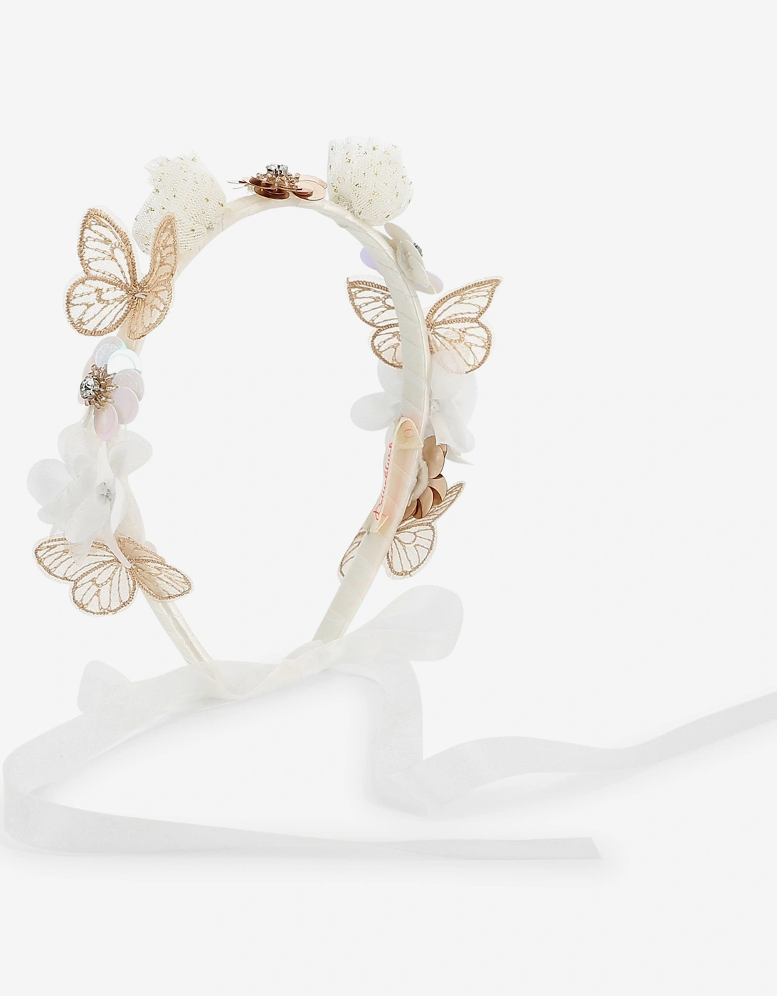 Billieblush Girls Flower and Butterfly Headband in Ivory