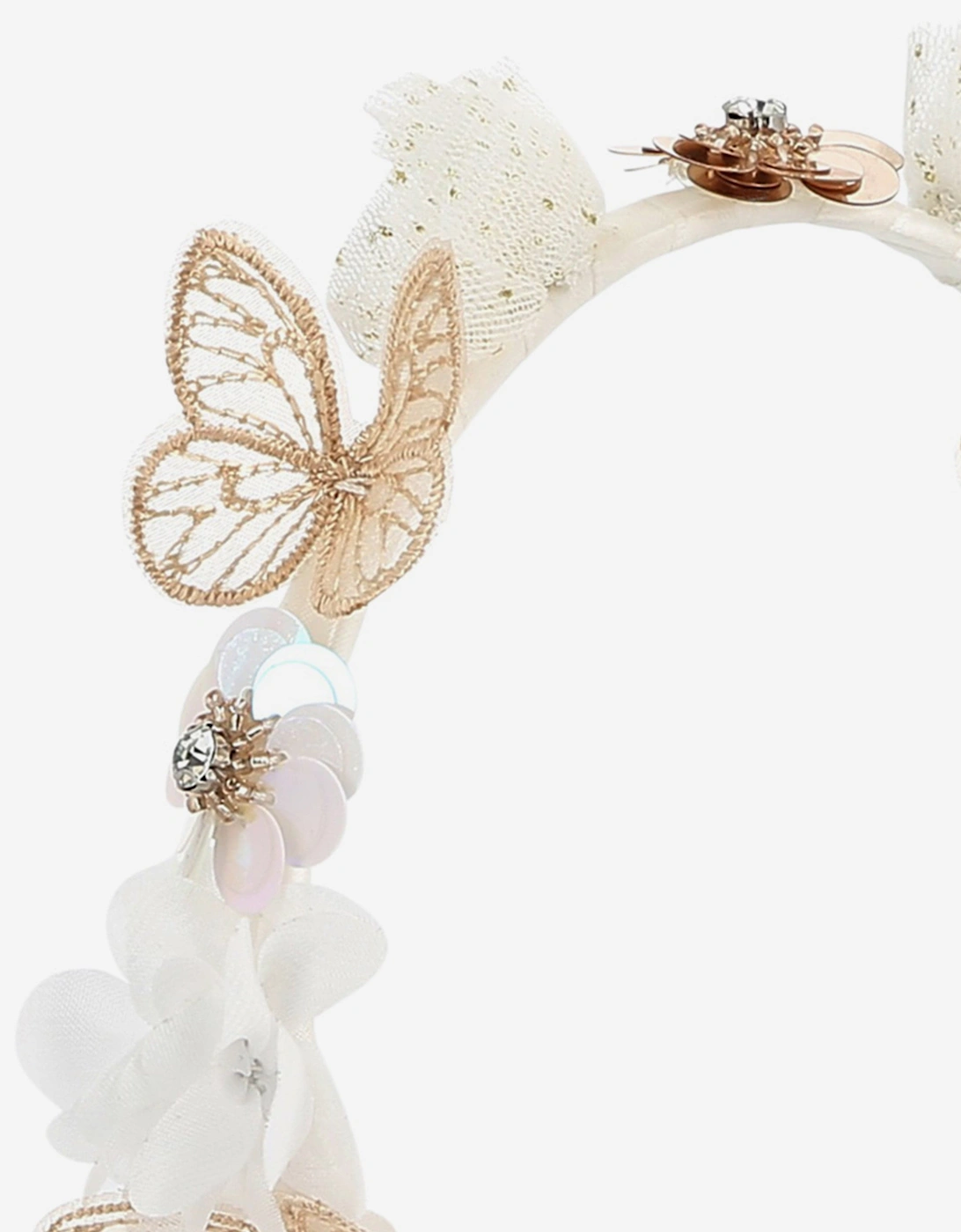 Billieblush Girls Flower and Butterfly Headband in Ivory