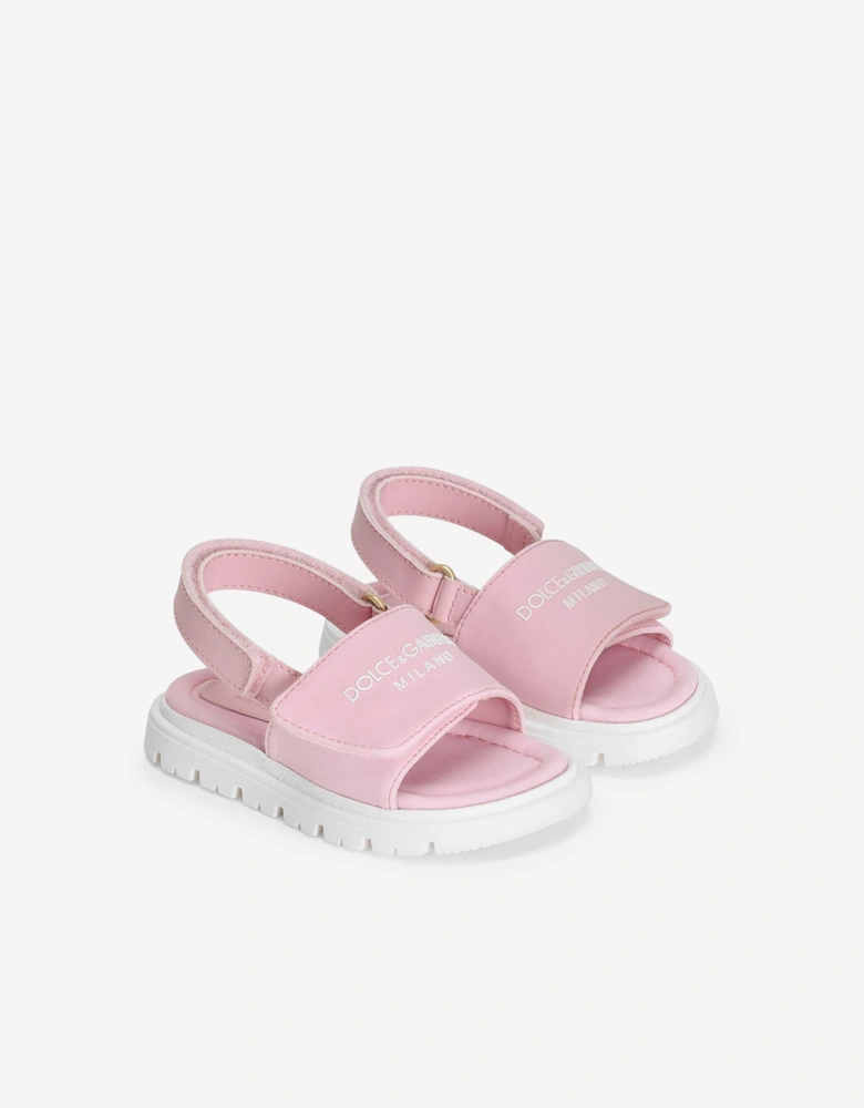 Girls Logo Velcro Sandals in Pink