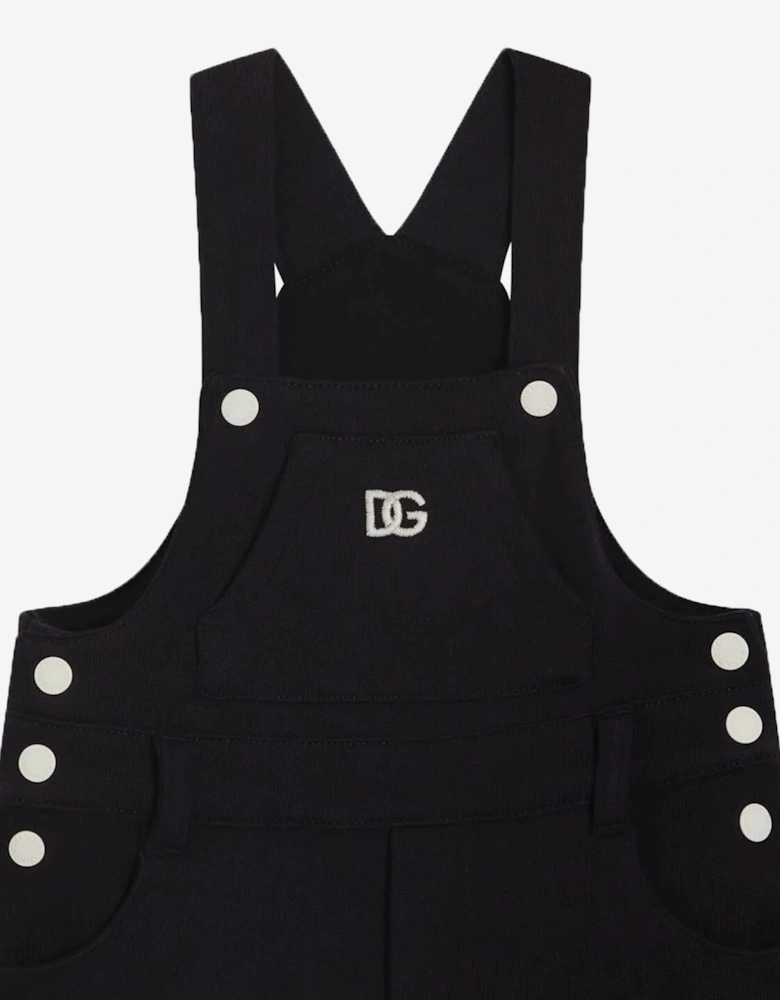Baby Embroidered Logo Dungarees in Black