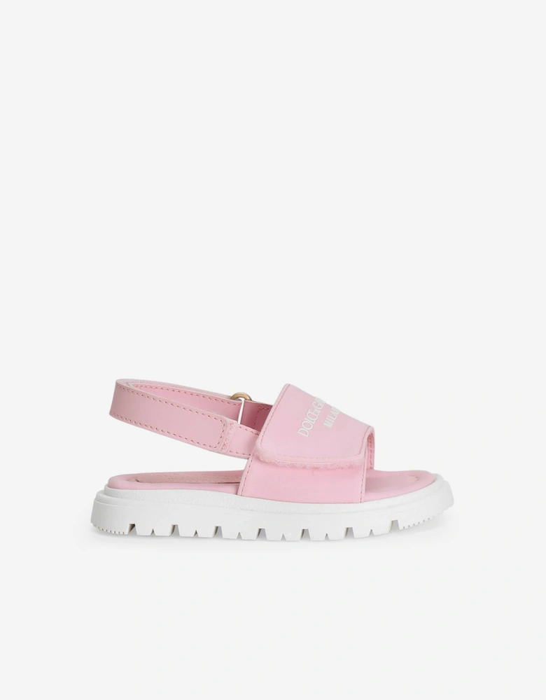 Girls Logo Velcro Sandals in Pink