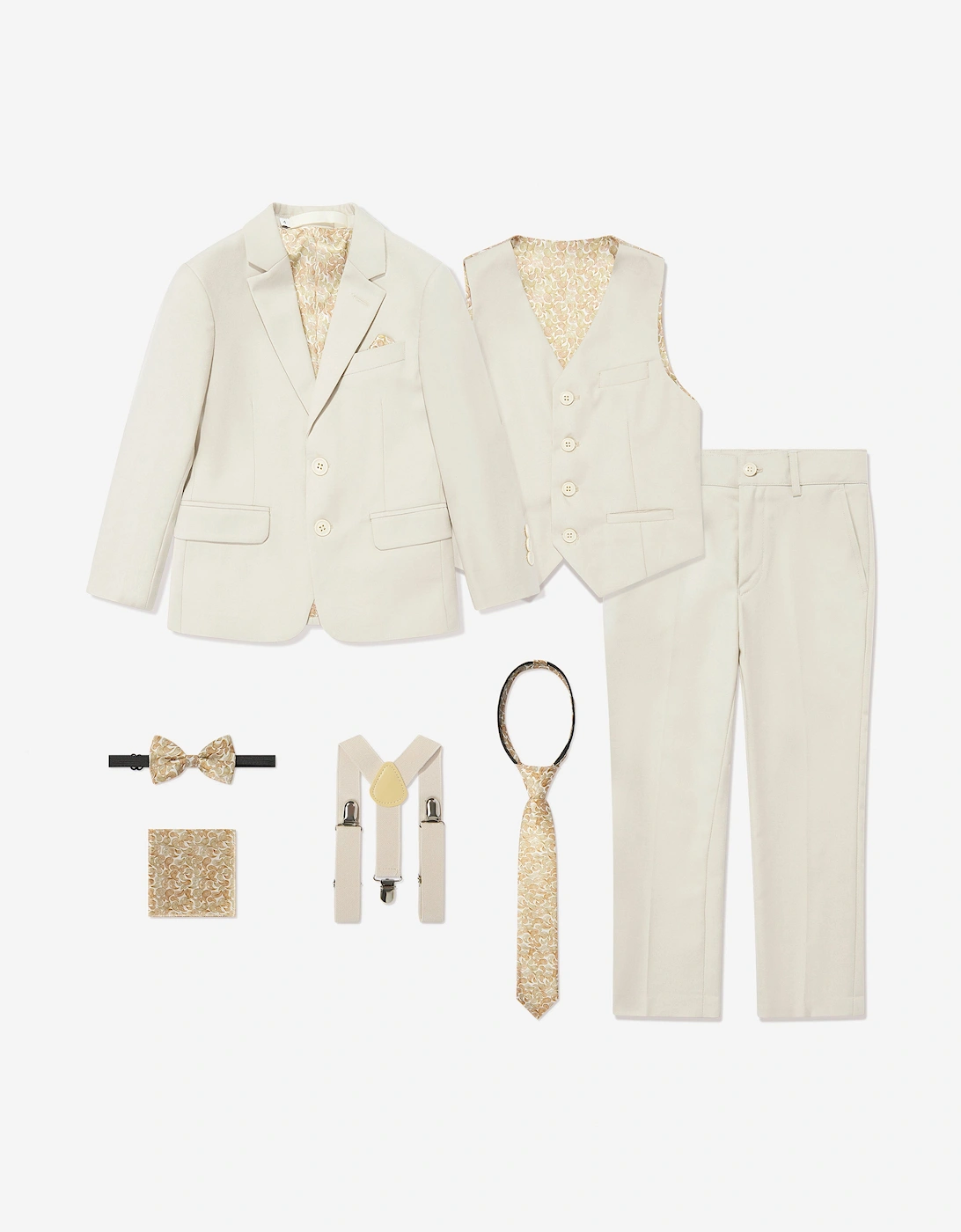Boys 7 Piece Suit Set in Beige, 6 of 5