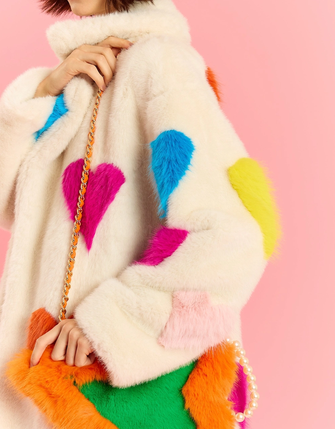 Green and Orange Faux Fur Love Heart Bag, 4 of 3