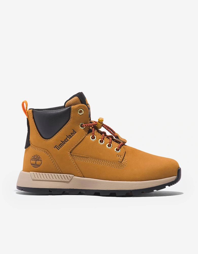 Boys Mid Lace-Up Trainers in Beige