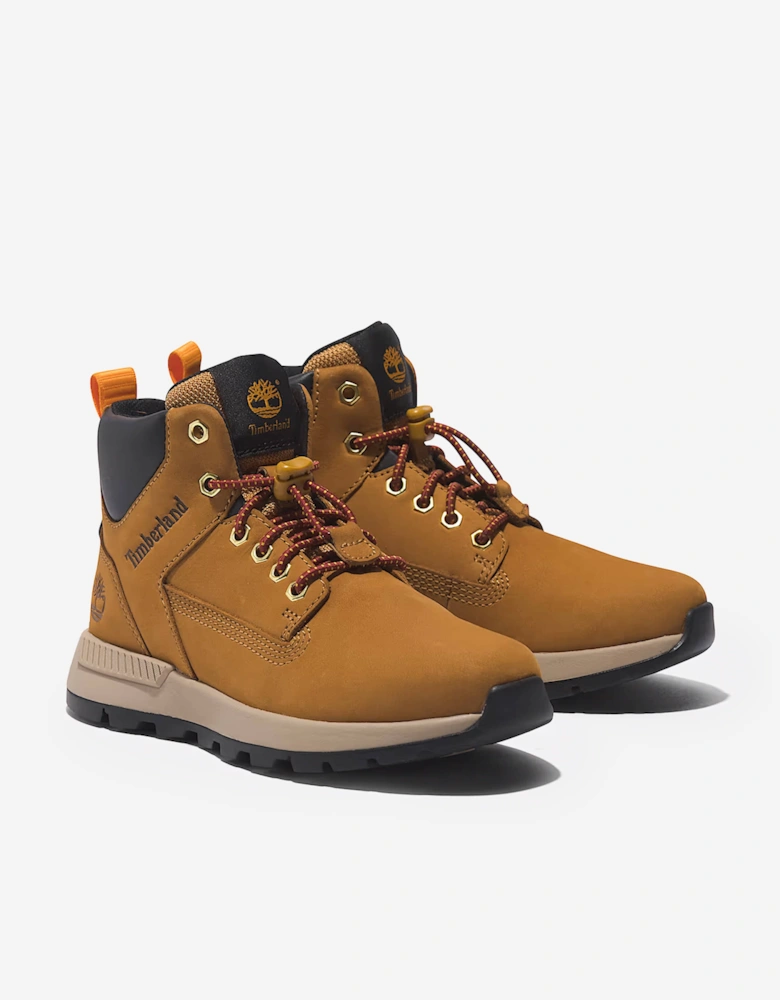 Boys Mid Lace-Up Trainers in Beige