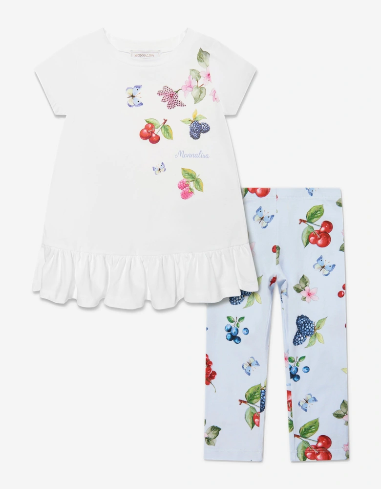 Girls Fruit T-Shirt and Leggings Set in Blue
