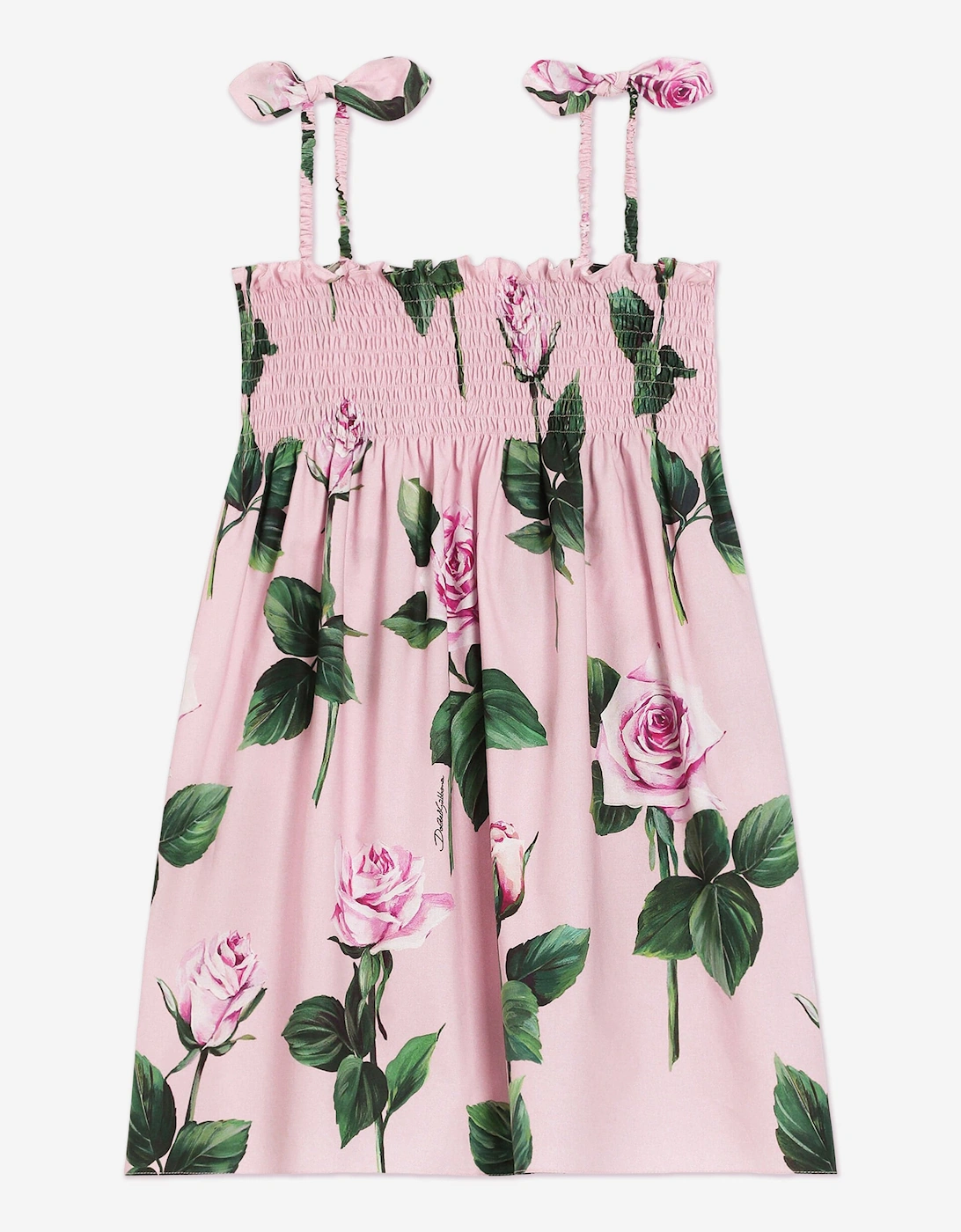 Girls Sleeveless Rose Print Dress in Pink, 5 of 4
