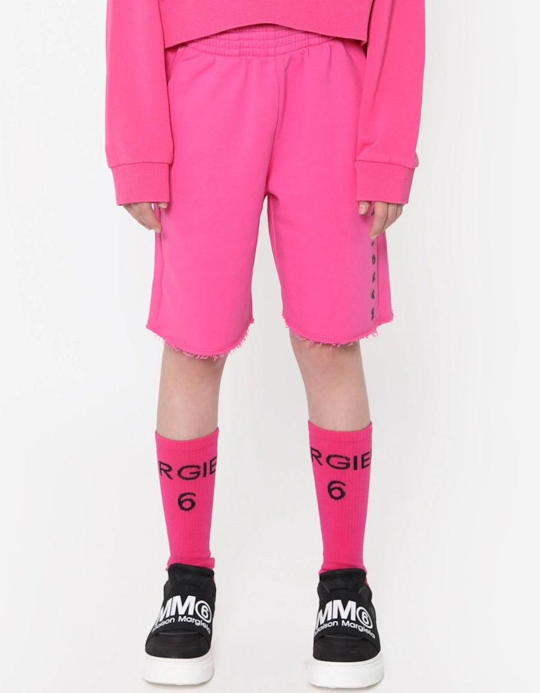 MM6 Kids Logo Shorts In Pink