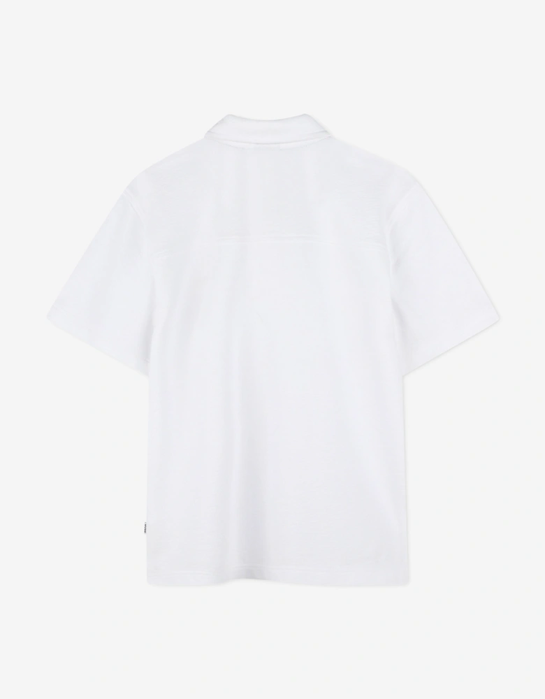 BOSS Boys Embroidered Logo Polo Shirt in White